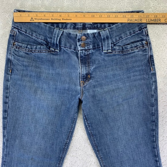 GAP Curvy Boot Cut Womens Jeans Size 12 Blue Denim Stretch Ankle Distressed Y2k - Picture 8 of 13